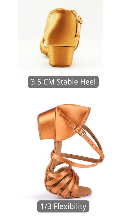 Girls Silk Soft - Latin and Ballroom Shoes with Low Heels