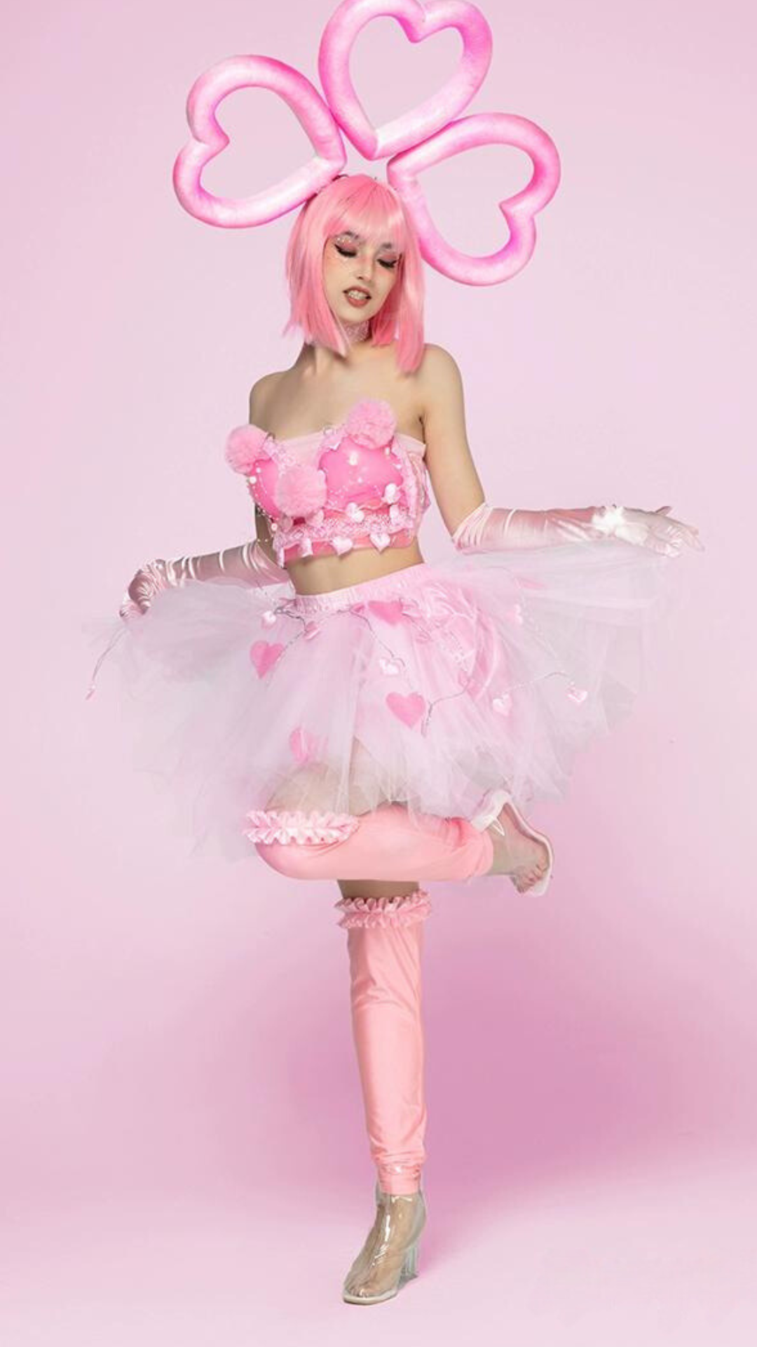 Sweetheart Glowing GoGo Performance Outfit with Hearts