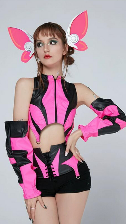 Neon Hot Pink Small Bead Bar Gogo Performance Costume Dancewear