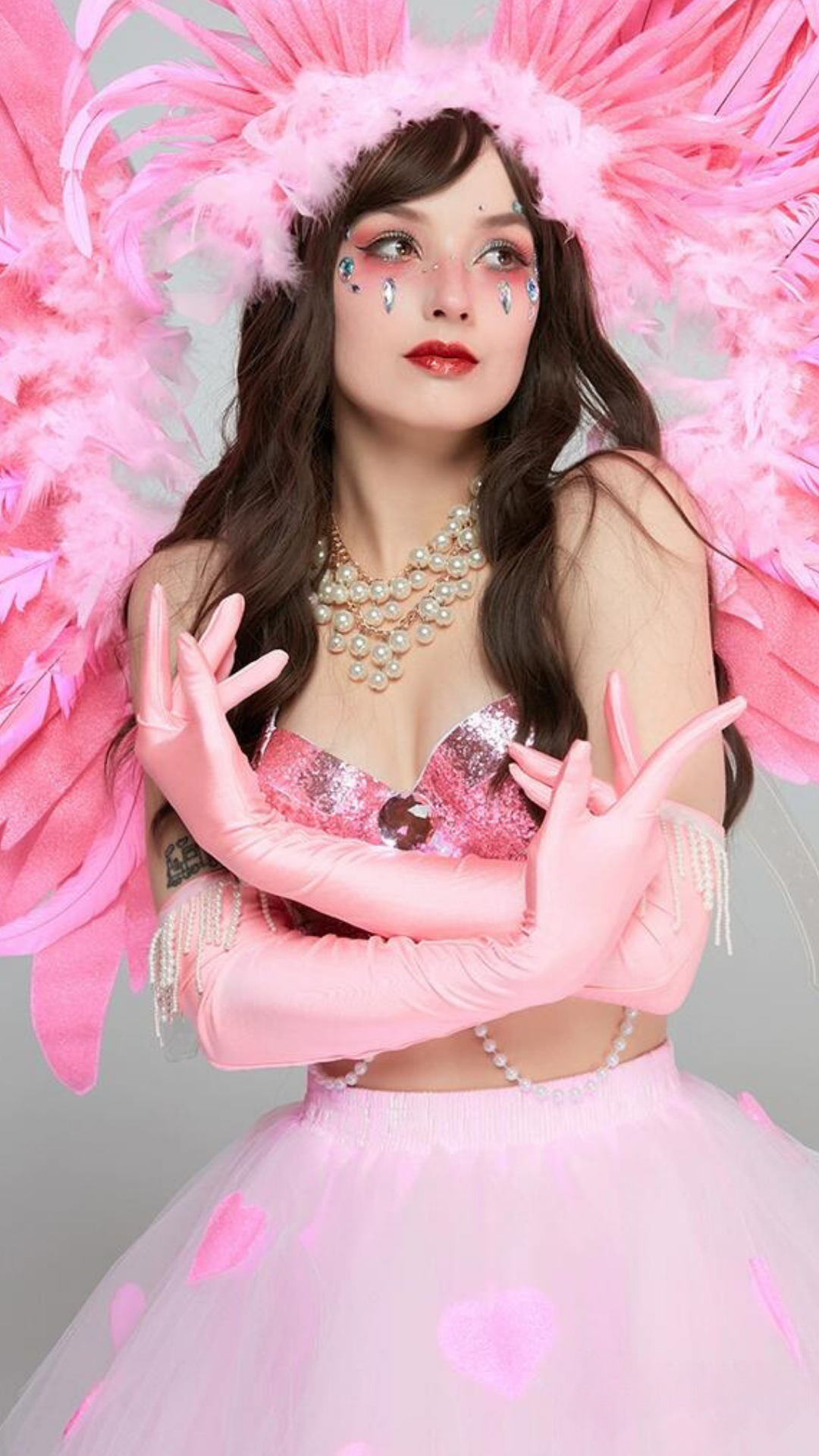 Pink Feathered Sweet GoGo Performance Costume