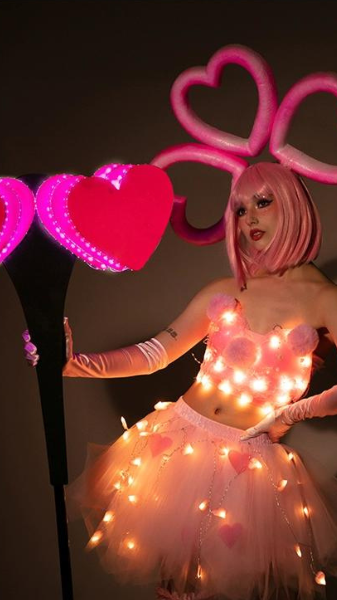 Sweetheart Glowing GoGo Performance Outfit with Hearts