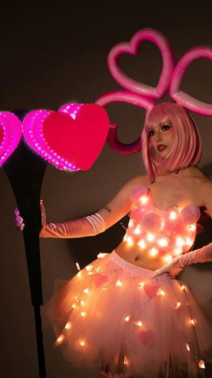 Sweetheart Glowing GoGo Performance Outfit with Hearts
