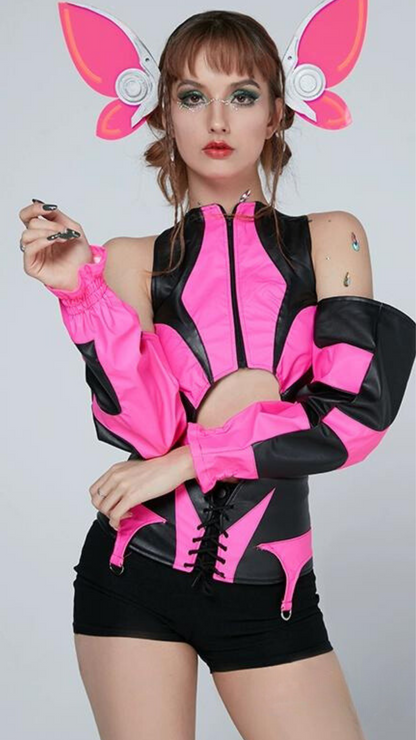 Neon Hot Pink Small Bead Bar Gogo Performance Costume Dancewear