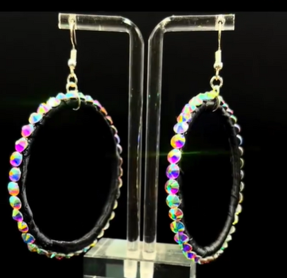 Adult Latin Dance Rhinestone Round Earings for Competition and Performance