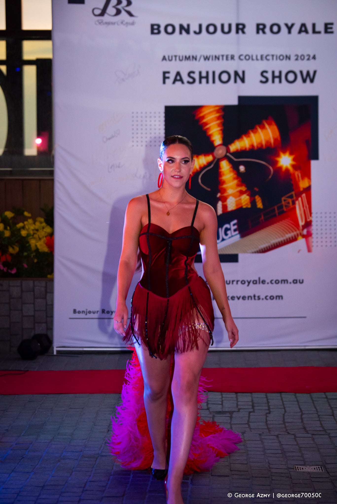 Scarlet Satin Elegance with Tassel Ensemble (Autumn/Winter Fashion Show 2024)