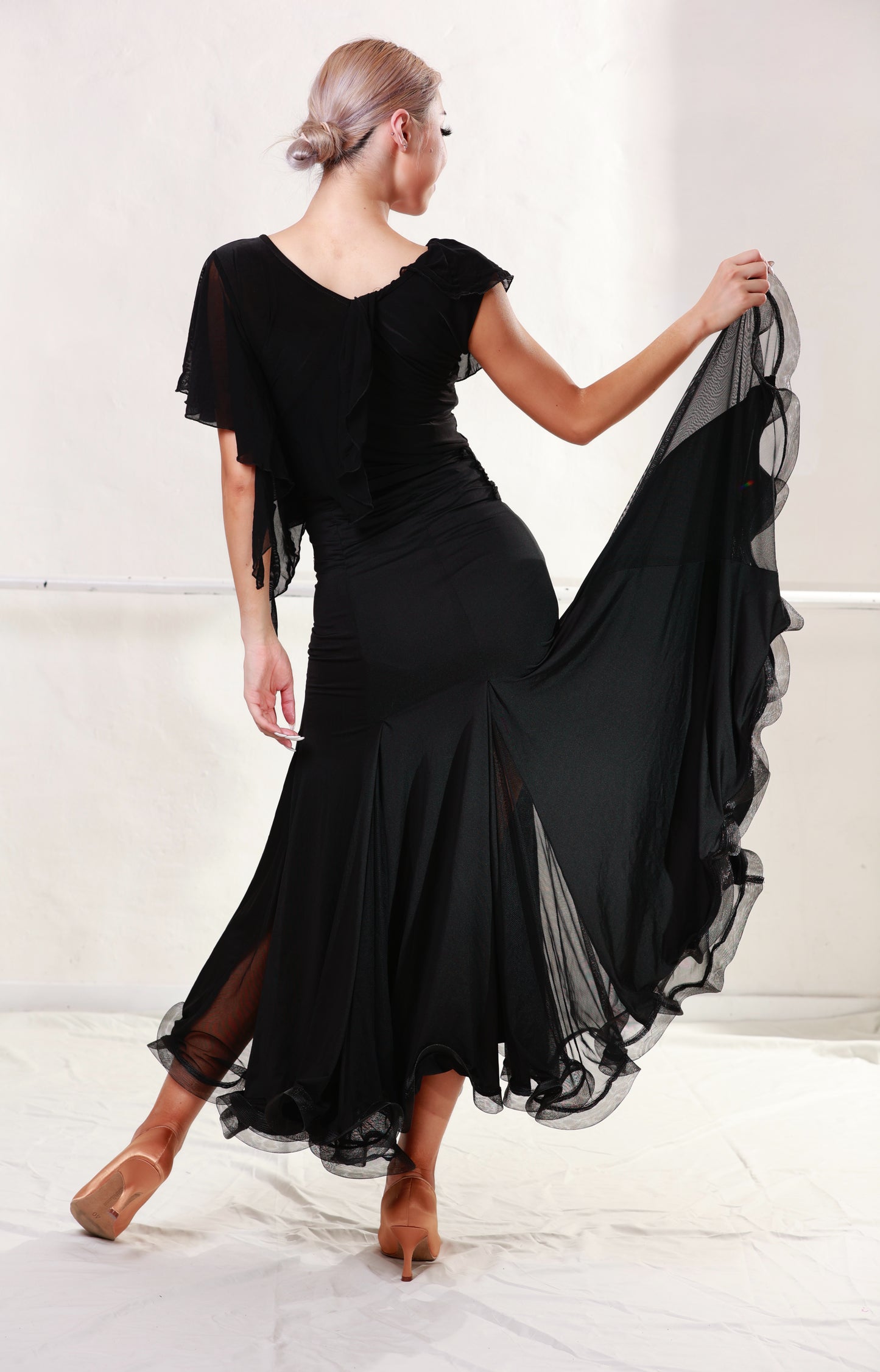 Ballroom Black Top&Skirt with Black Veil