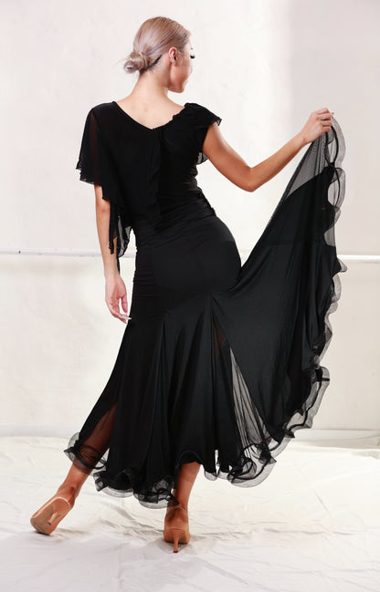 Ballroom Black Top&Skirt with Black Veil