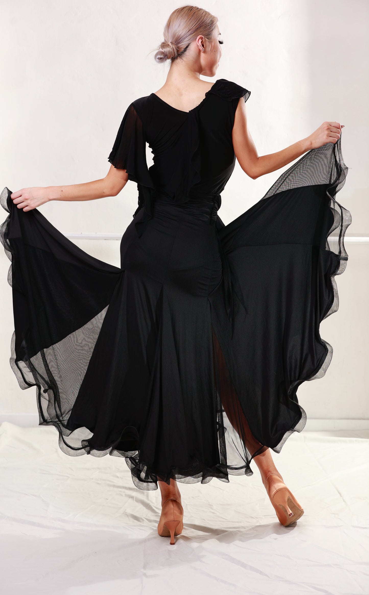 Ballroom Black Top&Skirt with Black Veil
