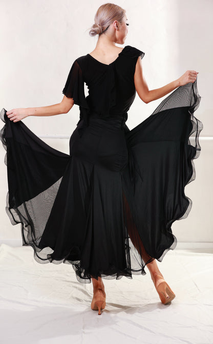 Ballroom Black Top&Skirt with Black Veil