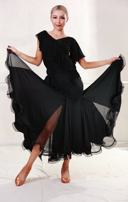 Ballroom Black Top&Skirt with Black Veil
