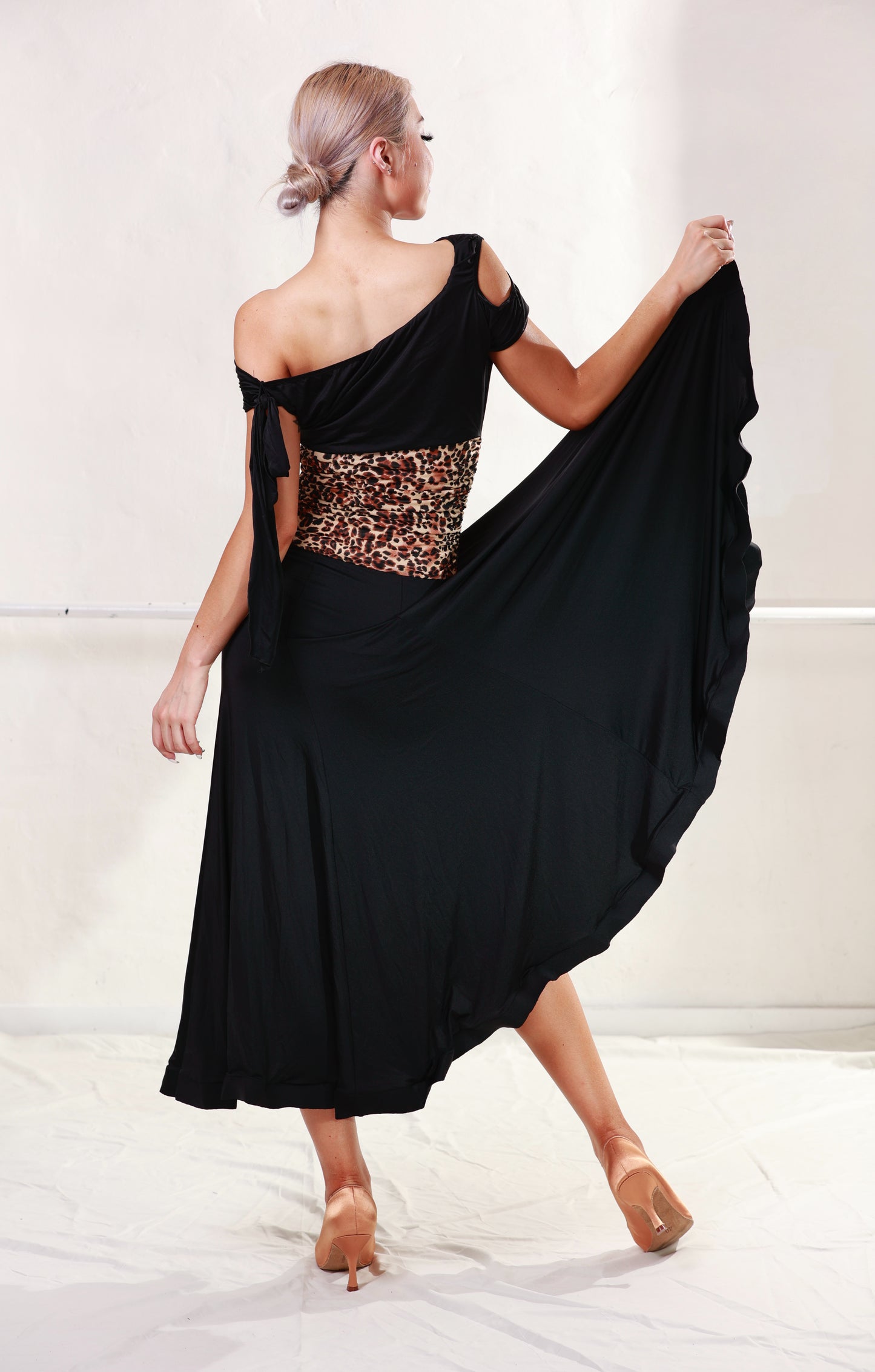 Ballroom Black&Leopard Print Top &Skirt