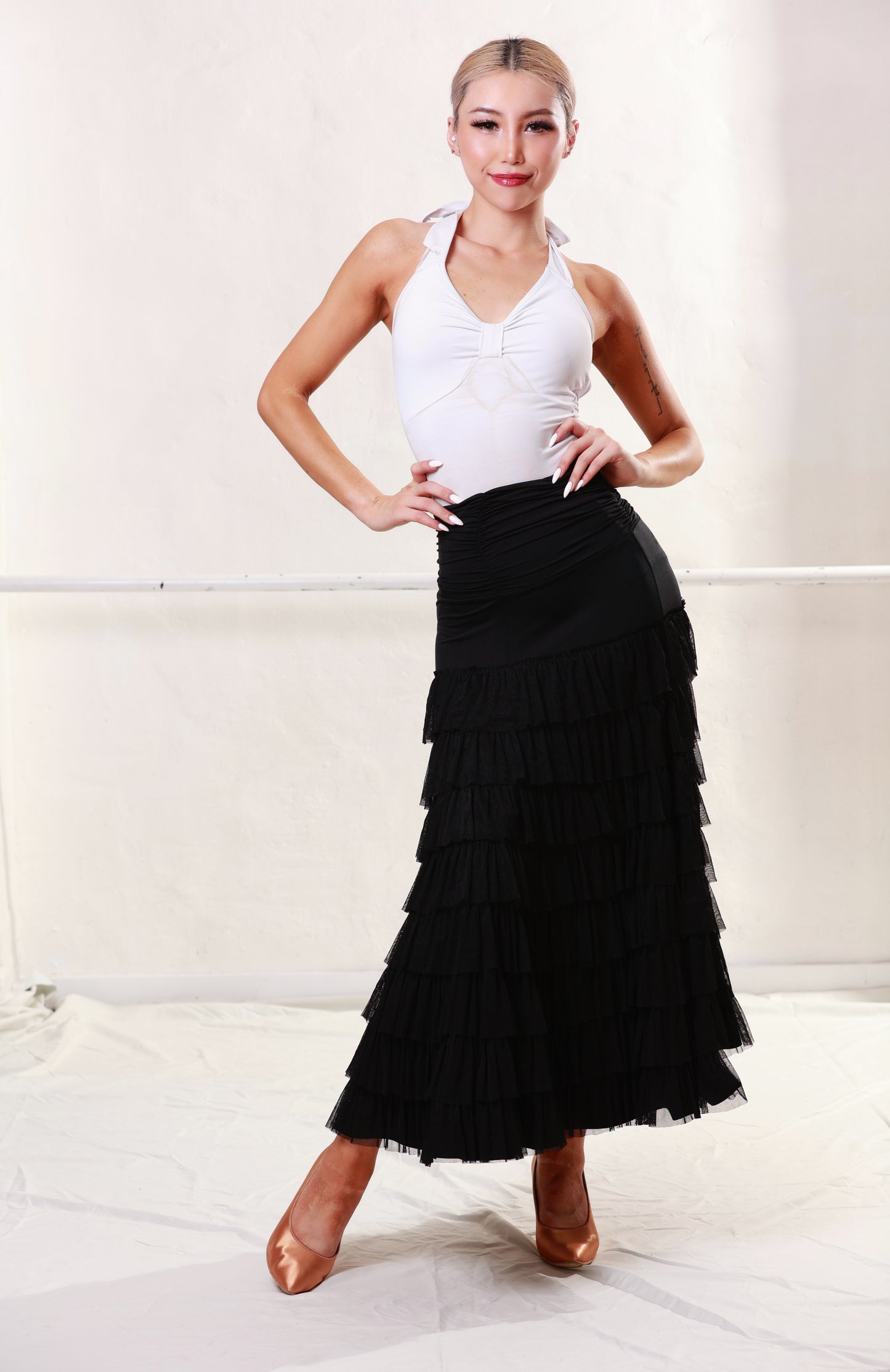 Ballroom Black Fringe Long Skirt