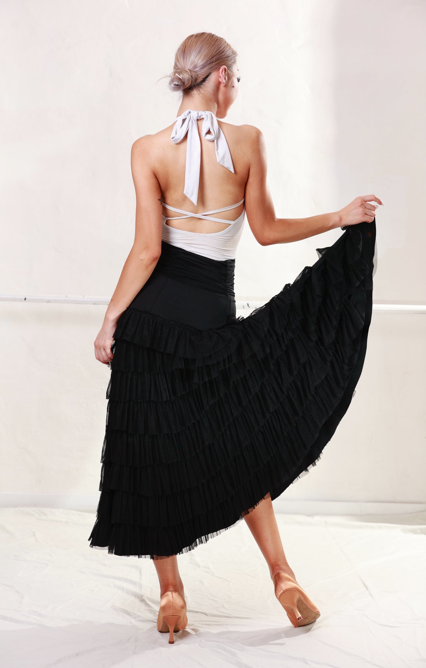 Ballroom Black Fringe Long Skirt