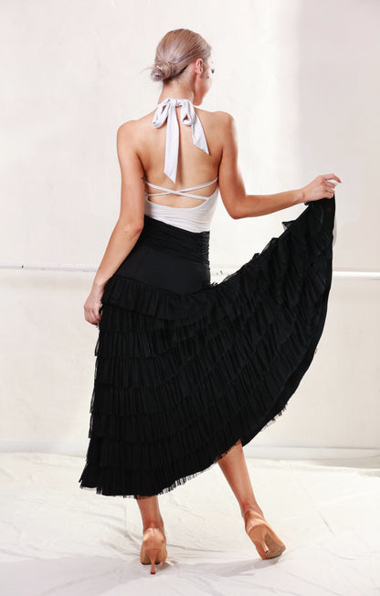 Ballroom Black Fringe Long Skirt