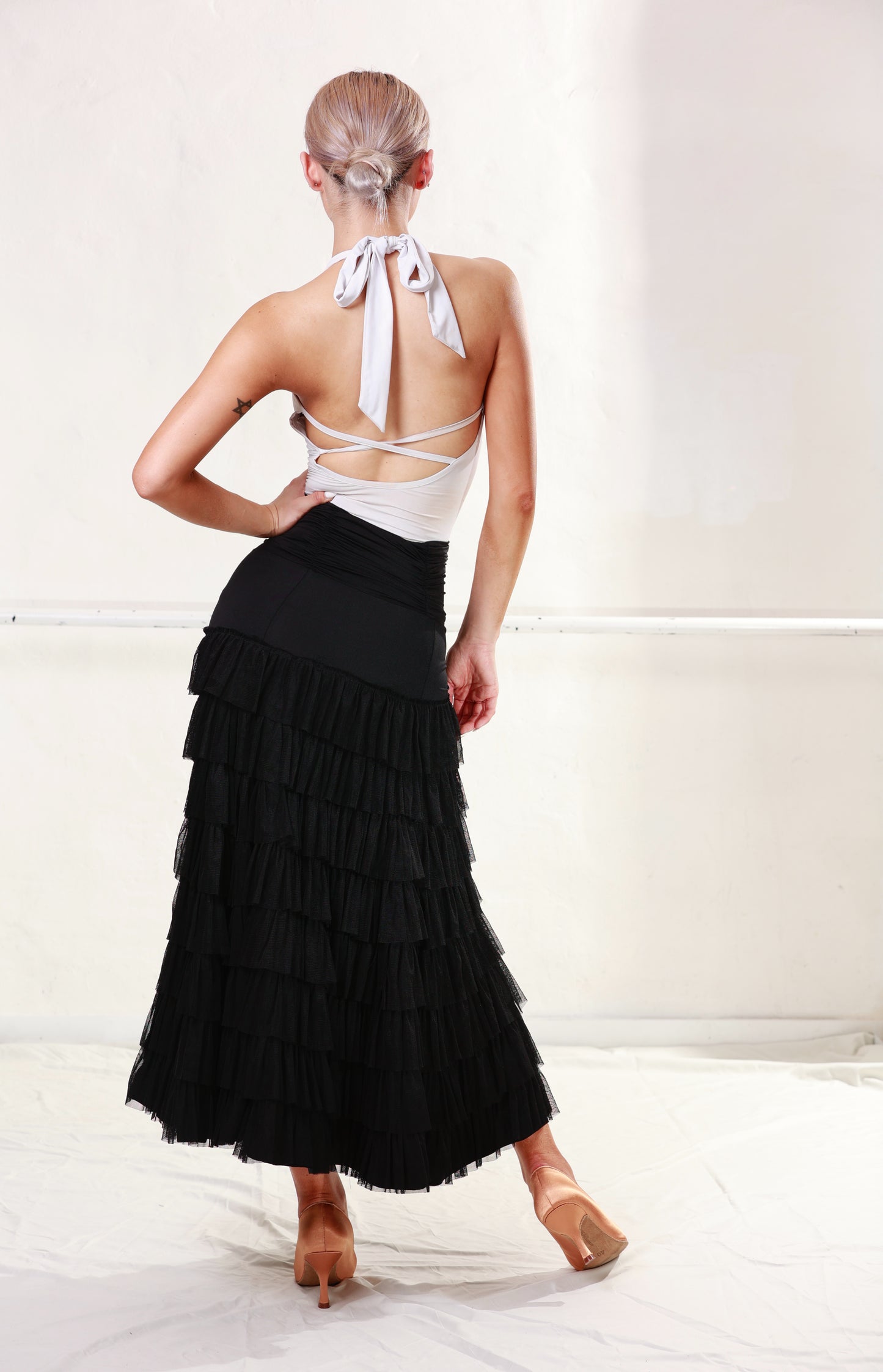 Ballroom Black Fringe Long Skirt