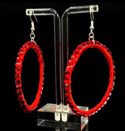 Adult Latin Dance Rhinestone Round Earings for Competition and Performance