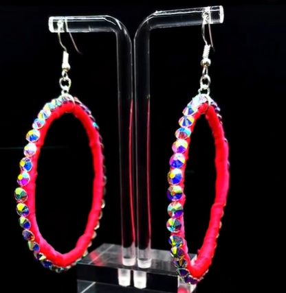 Adult Latin Dance Rhinestone Round Earings for Competition and Performance