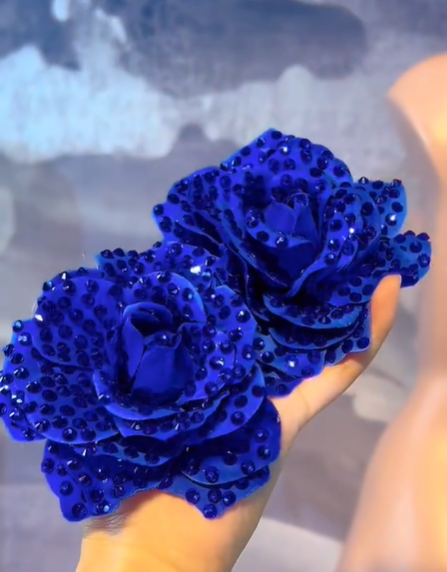 Handmade Flower Headpiece with Diamonds - Personalised Colour