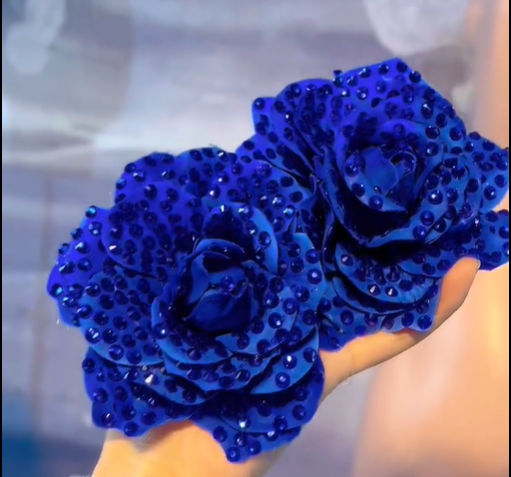 Handmade Flower Headpiece with Diamonds - Personalised Colour