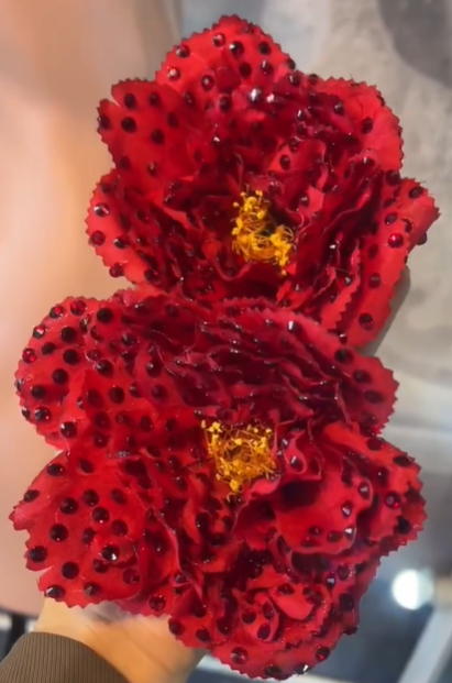 Handmade Flower Headpiece with Diamonds - Personalised Colour