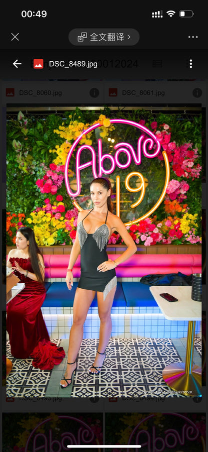 Luxurious Crystal Embellished V-Neck Spaghetti Strap Dress (Autumn/Winter Fashion Show 2024)