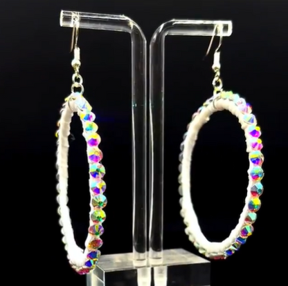 Adult Latin Dance Rhinestone Round Earings for Competition and Performance